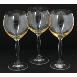 6 verres ballons en cristal ambré et cri