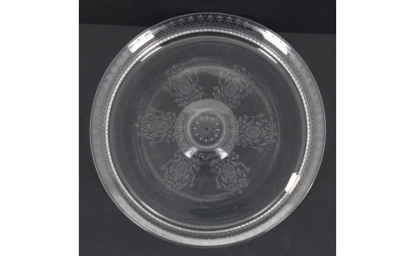 Plateau rond en cristal à décor de rosac