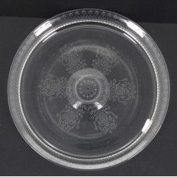 Plateau rond en cristal à décor de rosac