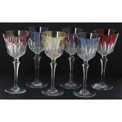 6 verres à pied en verre teinté de coule