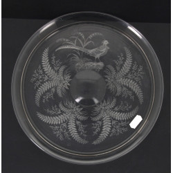 Plateau rond en cristal à décor d'un fai