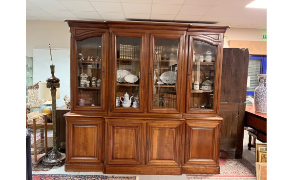 Bibliothèque deux corps en bois fruitier