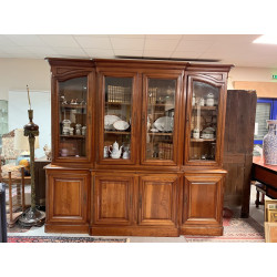 Bibliothèque deux corps en bois fruitier