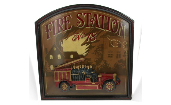 POMPIERS - 4 panneaux à décor de camion 