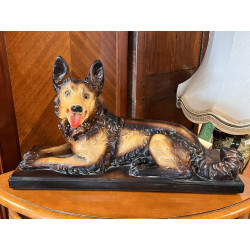 Berger allemand en plâtre patiné années