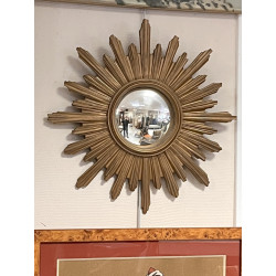 Miroir de sorcière en bois doré et miroi