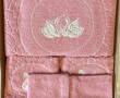 Parure de bain neuve en coton rose 5 piè