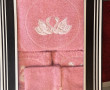Parure de bain neuve en coton rose 5 piè