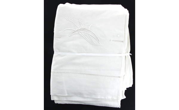 Lot de 3 draps brodés fleurs et épis de 