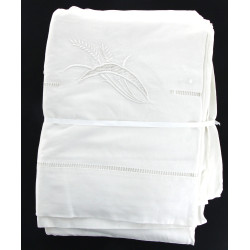 Lot de 3 draps brodés fleurs et épis de 