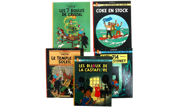 TINTIN - Lot de 5 BD rigides éd° des ann