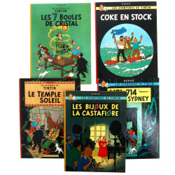 TINTIN - Lot de 5 BD rigides éd° des ann
