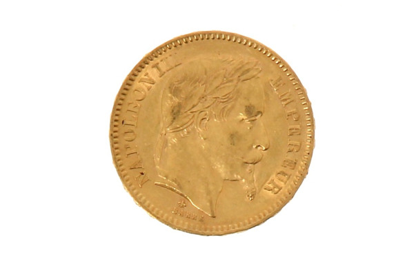 Pièce de 20 F or Napoléon III tête lauré