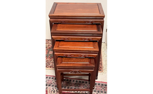 4 tables gigognes chinoises en bois exot
