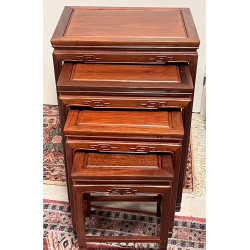 4 tables gigognes chinoises en bois exot