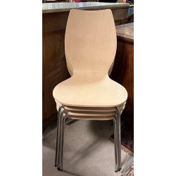 4 chaises pieds chromés et assise bois t