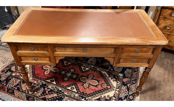 Bureau plat en bois fruitier, plateau cu