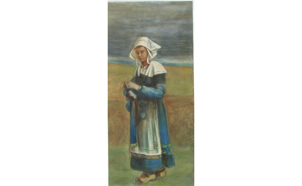 Ecole Bretonne Xxème "Tricoteuse bretonn