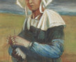 Ecole Bretonne Xxème "Tricoteuse bretonn