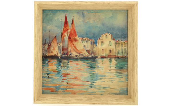 Ecole Française Xxème "Marine au port, v