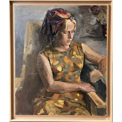 Ecole Russe Xxème "Jeune femme dans son 