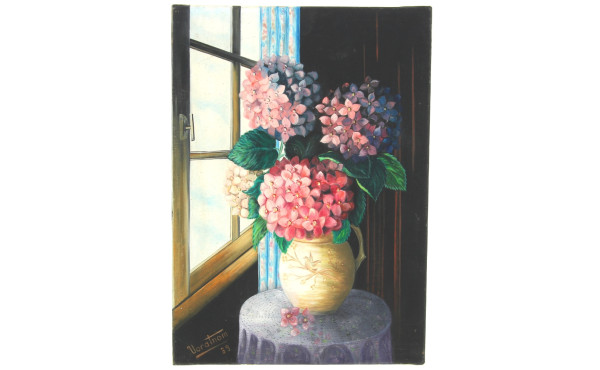 MONTAROU (Xxème) "Bouquet d'hortensias",