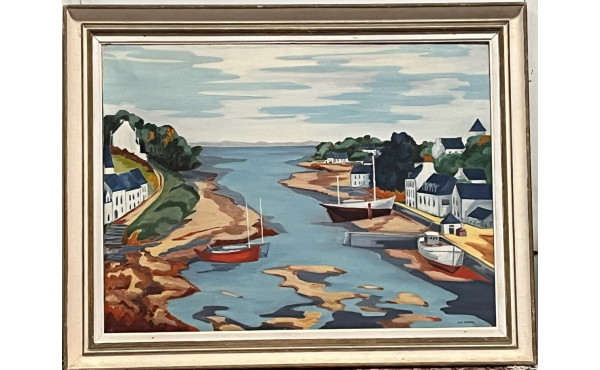 LE CORRE (Xxème) "Petit port breton", hu