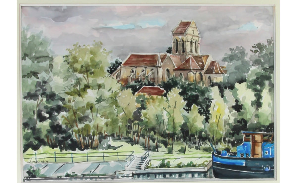 J.DAUDIN (Xxème) "Paysage d'Auvers-sur-O