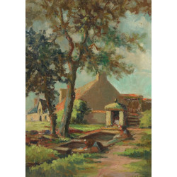 L.CHAPAT (Xxème) "Lavandières, fontaine 