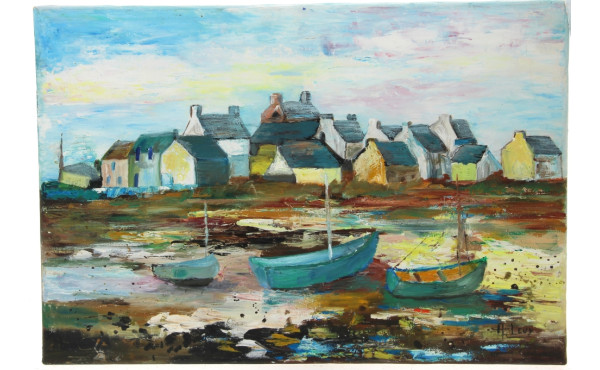 Arlette LEVY (Xxè-XXIè) "Bateaux au port