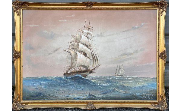 Ecole Xxème "Marine - Deux voiliers en m