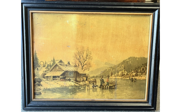 "Paysage d'hiver sur la glace", chromoli