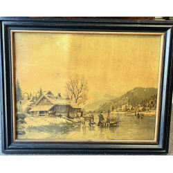 "Paysage d'hiver sur la glace", chromoli