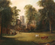Ecole Anglaise XIXème "Paysage", huile s