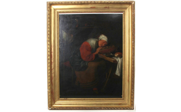 Ecole XIXème "La paysanne endormie", hui