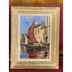 Lot de 2 tableaux : STERCK "Barques au m