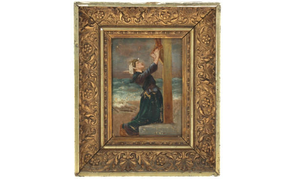 Ecole fin XIXème "Femme en prière devant