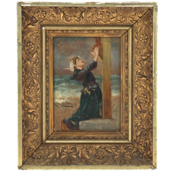 Ecole fin XIXème "Femme en prière devant