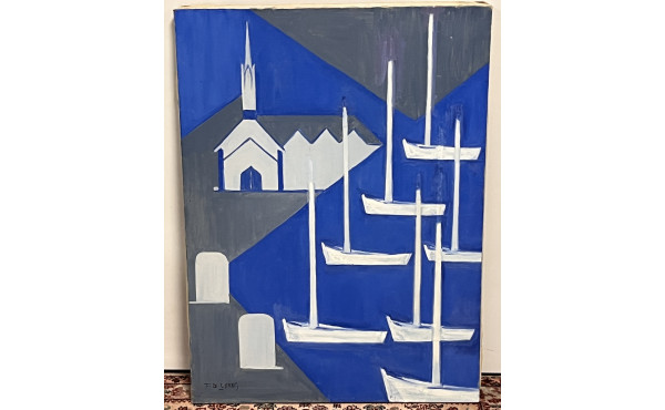 LE CORRE (Xxème) "Petit port breton bleu