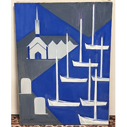 LE CORRE (Xxème) "Petit port breton bleu