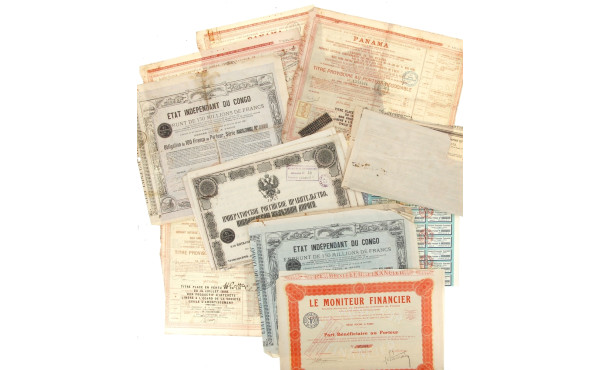 Lot d'actions fin XIXe dont Canal intero