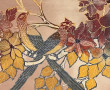 "Oiseaux branchés et fleurs", soie peint