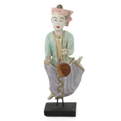 "Musicienne asiatique", sujet en bois po