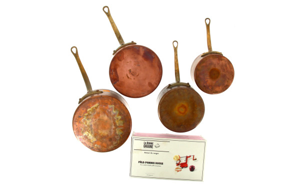4 casseroles décoratives en cuivre : on 