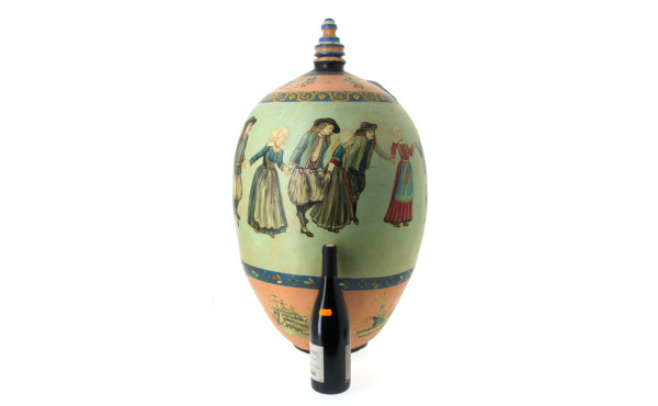 Important pot en terre cuite peint en po