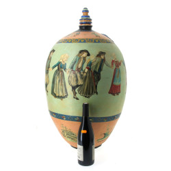 Important pot en terre cuite peint en po