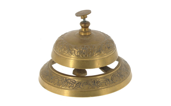 Sonnette d'appel en laiton, à décor flor