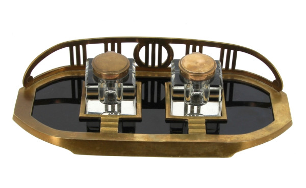 Encrier double époque ART DECO en laiton