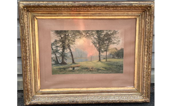 Important cadre en bois et stuc doré XIX