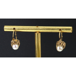 Paire de BO dormeuses en or jaune 18 cts